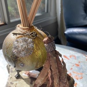 French country, boho Gypsy altered bottle diffuser with reeds